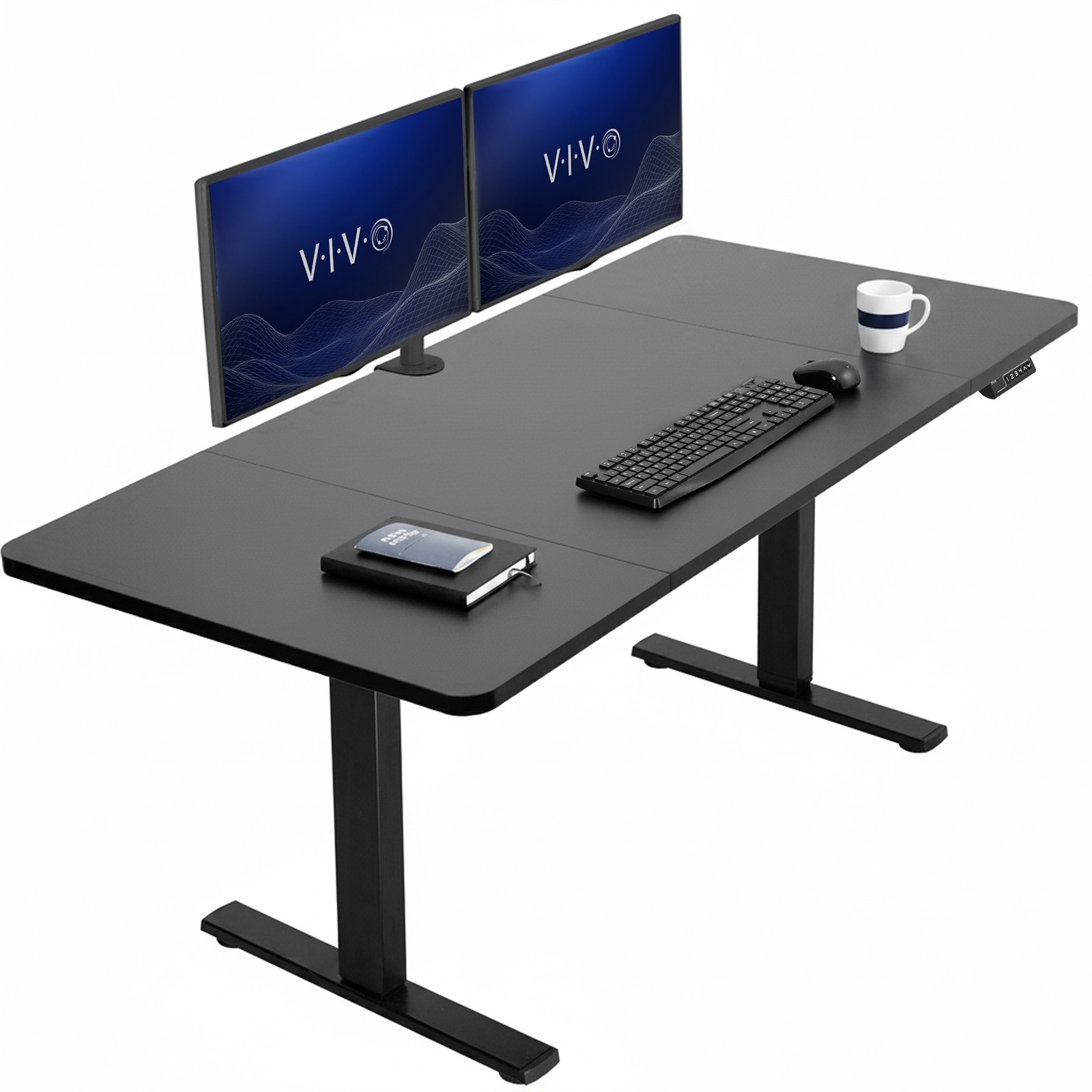 VIVO Electric 60” x 30” Stand Up Desk Workstation, Black Table Top, Black Frame