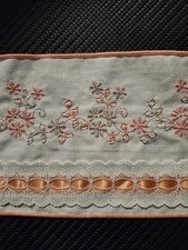 Vintage Floral Embroidered Cotton Trim Sewing Crafts Doll Clothes 4" w By Yard