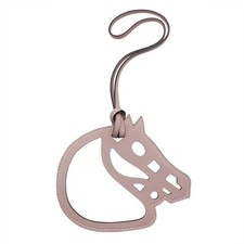 Hermes Paddock Cheval Bag Charm Leather Horse Dusty Pink UNUSED T2729