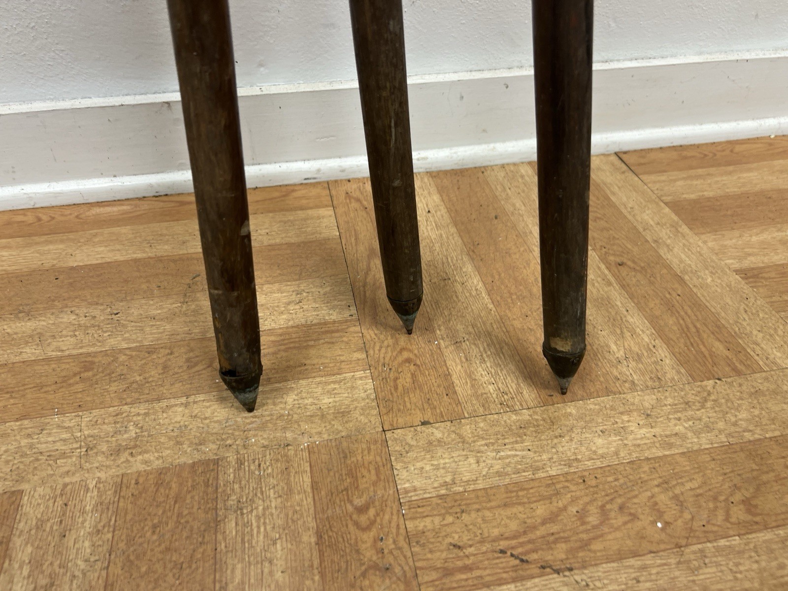 Vintage WOOD TRIPOD rustic decor transit light stand survey industrial brass 4'