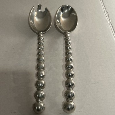 Mariposa String of Pearls Salad Server Set recycled sandcast aluminum Preowned