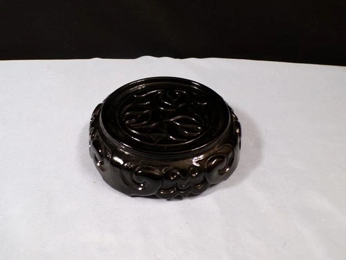 Fenton Black Glass Base for Ogee Box, Ginger Jars, Vases etc. INV3