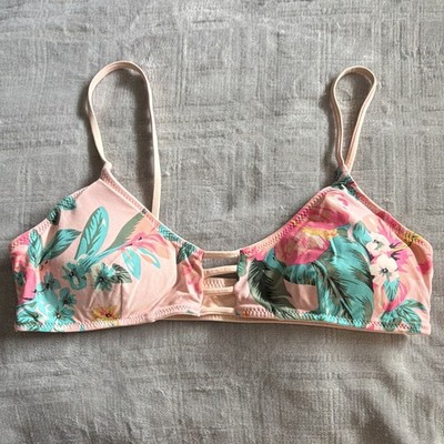 Rip Curl Women's Bralette Swim Top Floral Tropical Pink/Multicolor Logo