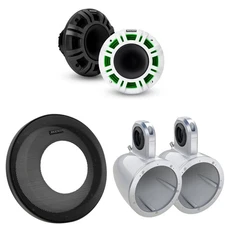 Kicker KMXL Horn-Loaded LED Powersports Speakers w/ Grilles & 12KMTESW White ...