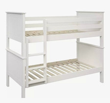 White Wooden Single Bunk Bed Frame for Children with Ladder