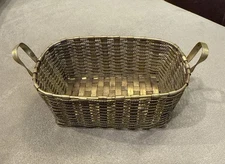 Brass Basket Small Miniature Woven Metal Basket Movable Handles