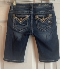 Miss Me Girls Bermuda Shorts With Embroidery And Rhinestones Size 8