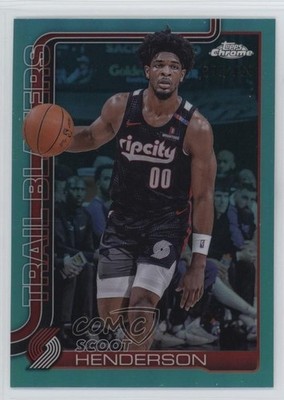 2025-26 Topps Chrome Aqua Refractor 175/199 Scoot Henderson #166 0e23