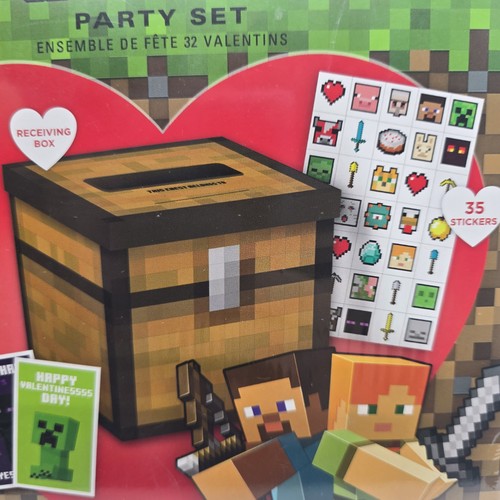 Hallmark Minecraft 32 Valentines Cards Party Set Mojang 35 Stickers Teacher Card - Picture 4 of 8