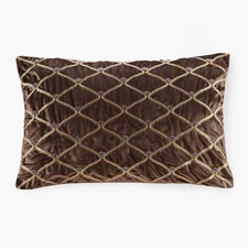 Décor Pillow, Luxurious Hand-Embelished Velvet Removable Cover, 100% White Go...