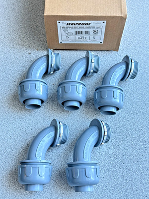 NEW Box of 5 SEALPROOF 8422 Non-Metallic Liquid-Tight Connector 1'' 90 Degree LOT