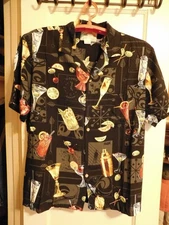 Vintage Paradise Found Mens Shirt Sz Large Cocktail Theme Short Sleeve 💯 Rayon
