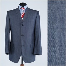 Mens Summer Blazer 42R UK Size S.OLIVER Grey Wool Cotton Sport Coat Jacket