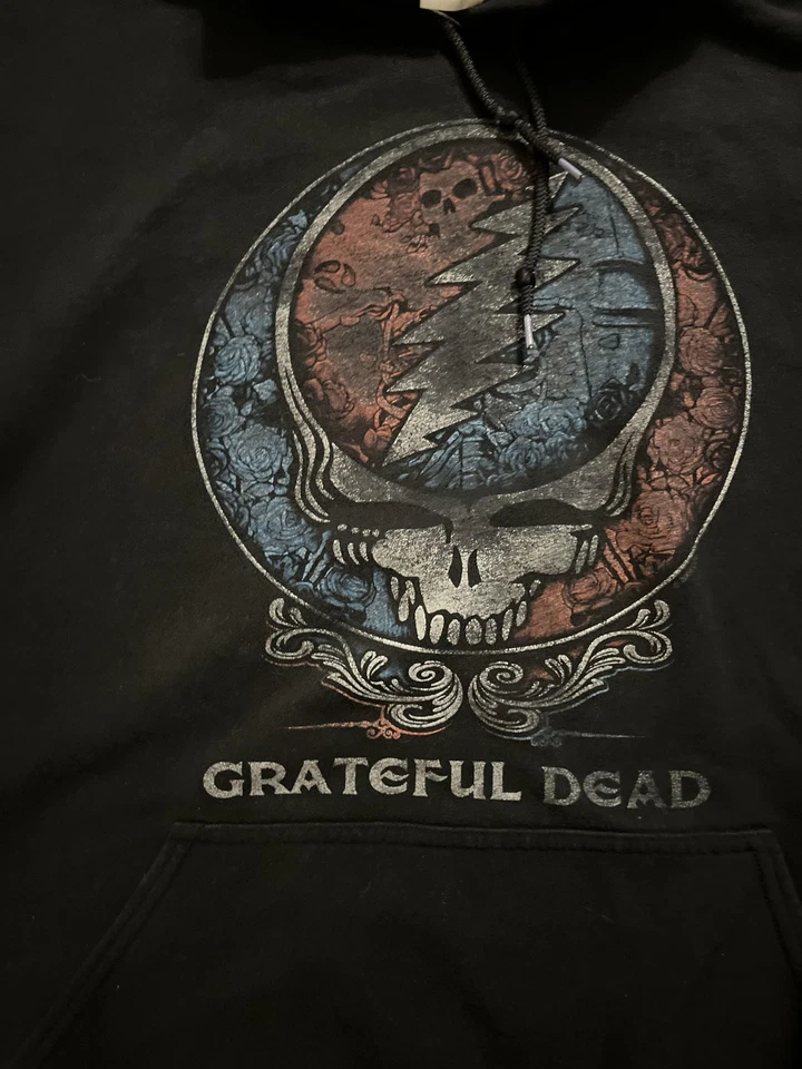 Sudadera con Capucha Grateful Dead Para Hombres 2XL Negra Azul Líquido Roba Tu Cara Banda Pullover Foto 2 de 4