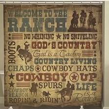 Laural Home Welcome To The Ranch Shower Curtain Western Cowboy Farmhouse 72x72
