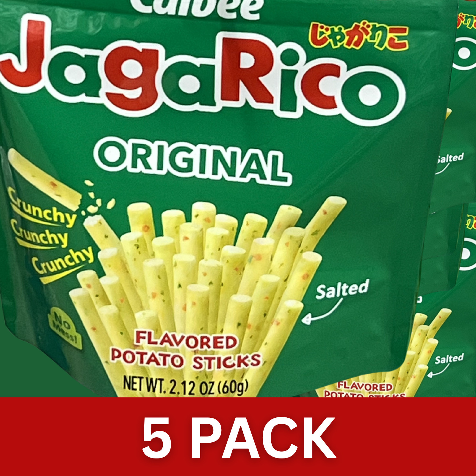 Palitos de patata CALBEE JagaRico sabor original, 2,12 oz - PAQUETE DE 5