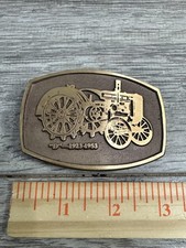 Vintage John Deere D Tractor Belt Buckle Brass Farm Equipment Western Mens