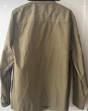 Sondico Men?s Beige Solid Cotton Twill Long Sleeve Button-Up Shirt M Regular