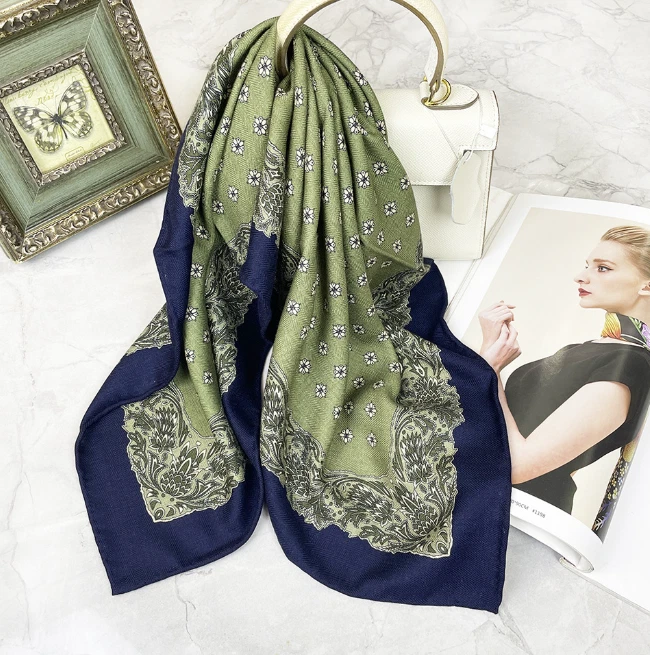 70% Cashmere 30% Silk Scarf Scarf cashew Print Bandana 26'' Shawl Neckerchief