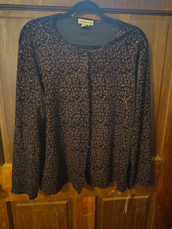 NWT Notations Purple Glitter Sparkle Dress Jacket Size XL