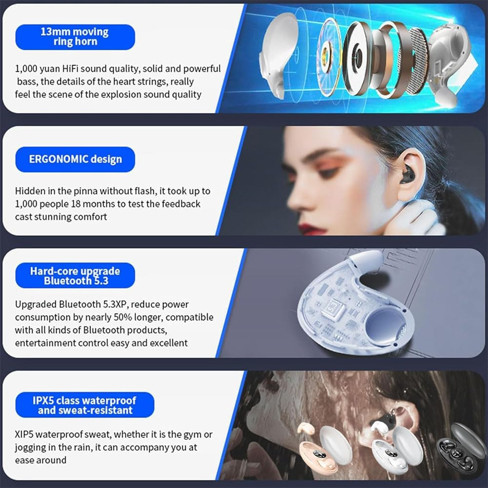 Audífonos inalámbricos Invisible Sleep Bluetooth 5.3 TWS, audífonos internos impermeables para dormir, imagen 7