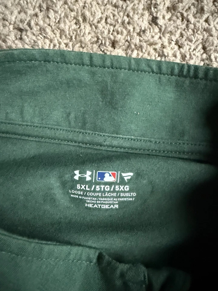 Under Armour 1/4 Zip Pullover Shirt Oakland Athletics A’s Baseball MLB 5XL Green - Image 2 of 4