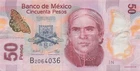 Mexico  50  Pesos  27.10.2014  Series N  Prefix B  Circulated Banknote Tx 2