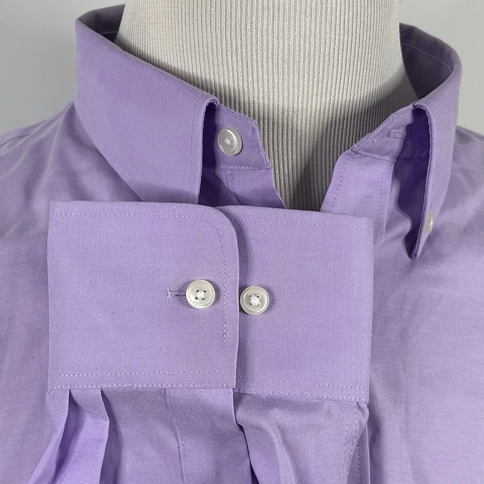 Tommy Hilfiger 18 36/37 Regular Fit Wrinkle Free Dress Shirt Purple Button Down - Image 4 of 4