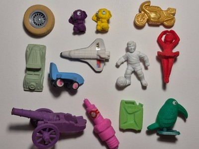 Vintage Konvolut Gummis Radiergummis Restposten 70er 80er Kanone Auto Fußball Vogel etc x13