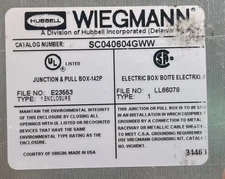 WEIGMANN ELECTRICAL JUNCTION BOX PULLBOX - FREE SHIPPING 