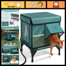 Heated Outdoor Cat House - Waterproof Insulated Shelter with Heating Pad, Feral