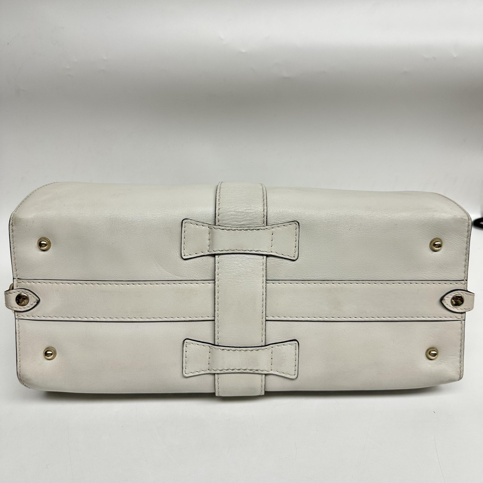 White Leather Stirrup Top Handle Bag - ## image 3