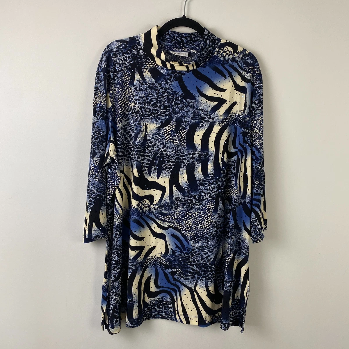 Pull Tunique Susan Graver Taille L | Manches 3/4 Violet Avec Poches | Cachemire Synthétique Doux | Neuf Avec étiquette