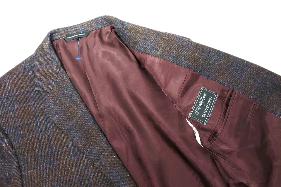 SAMUELSOHN SB YARDLEY 2 Saks 5th Abrigo Deportivo a Cuadros 40S Chaqueta Mezcla Lana Cachemira Foto 2 de 4