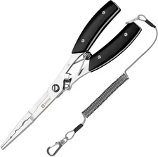 Pliers Hook Remover: 8" Long Nose Fish Pliers for Saltwater - Stainless Steel Br