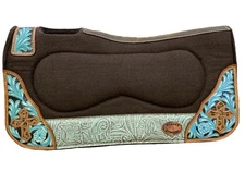 BARREL SADDLE PAD 28"x30" x 1" Klassy Cowgirl Felt Floral & Cross Design
