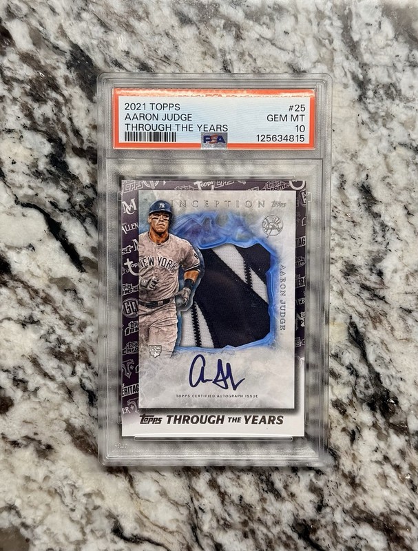 Topps 2021 Through the Years Aaron Judge Yankees #25 Inception Patch Auto PSA 10