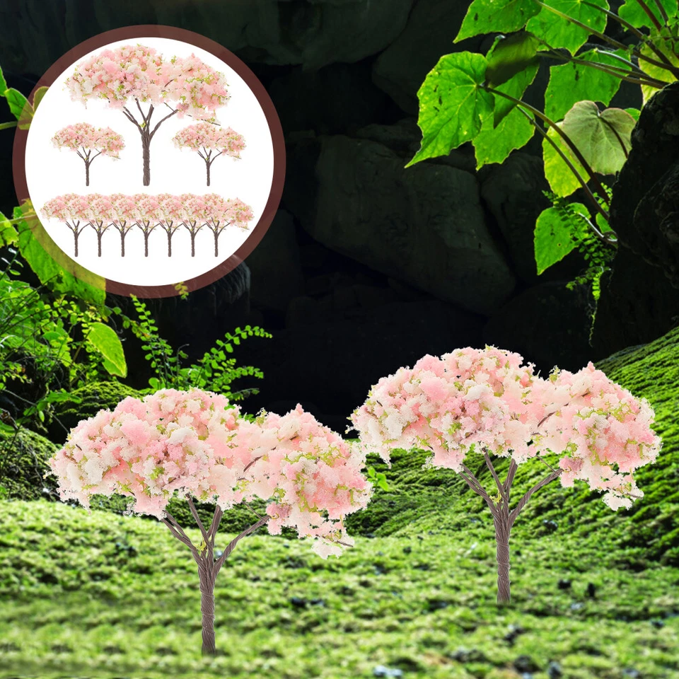 Mini árboles de cerezo artificiales en flor de cerezo realistas de 10 piezas Foto 3 de 4