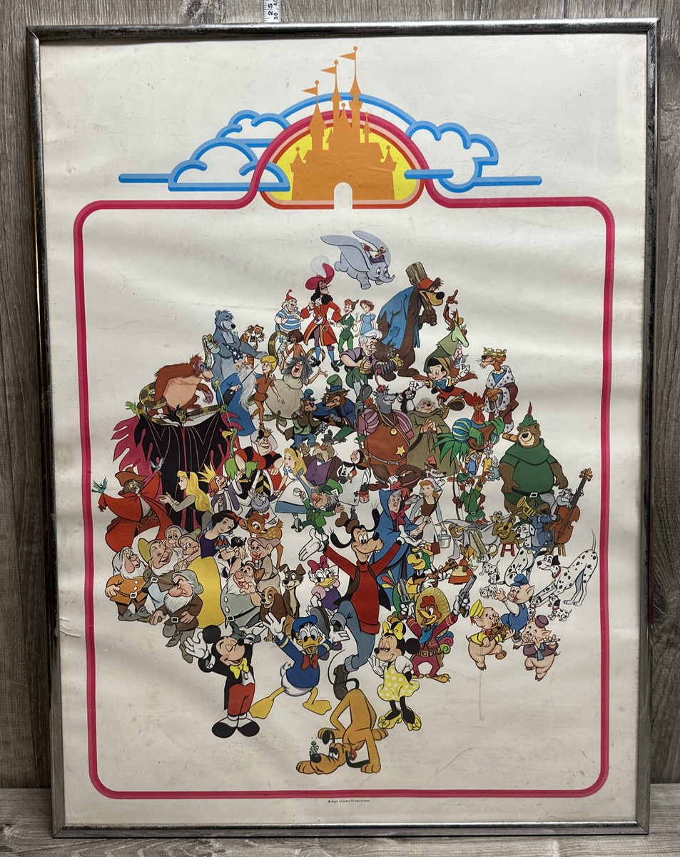 RARE Vintage Walt Disney Productions Characters Poster 18 x 24