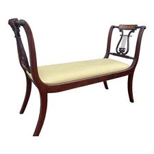 Antique Regency Style Mahogany Window Bench Settee with Carved Rosettes — listing 2