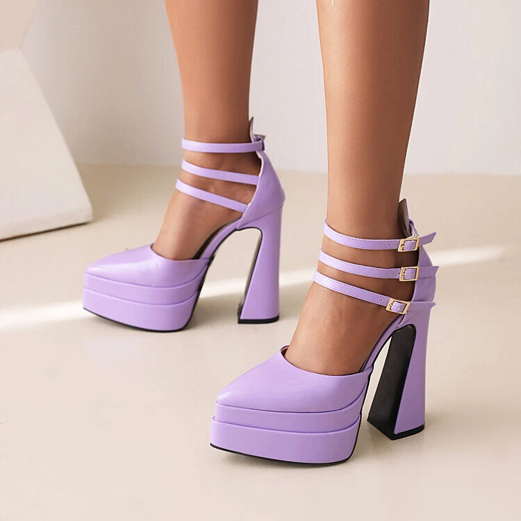 Womens Stiletto High Heels Ankle Strap Buckle Platform Sandals Pumps Shoes Party