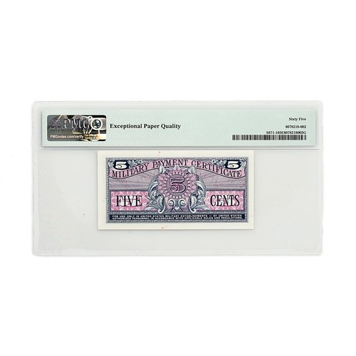 US MPC 5 cents Series 611 PMG 65 Gem EPQ uncirculated - Picture 2 of 2