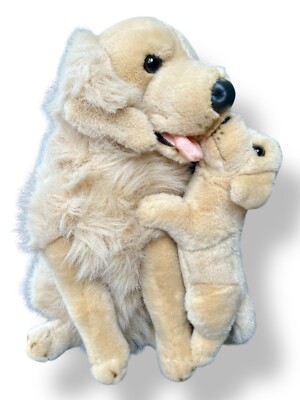 E&J Classics Golden Retriever Mom and Pup Plush Realistic Stuffed Animal Sitting