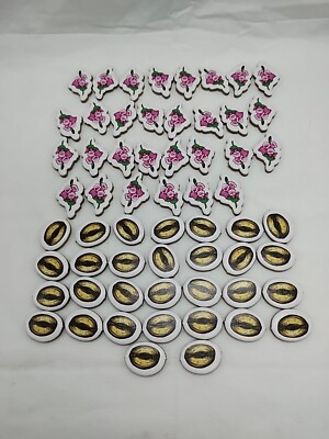 Lot Of (60) Lizard Wizard Cardboard Board Game Replacement Tokens Flower And Nut