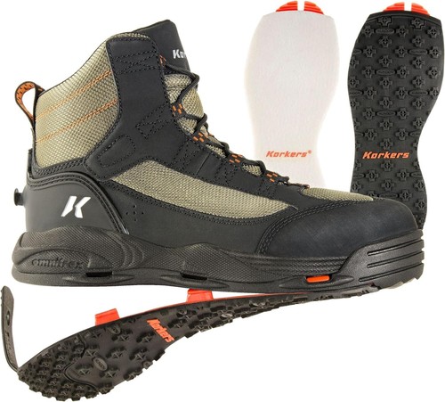 Korkers Greenback Wading Boots Felt and Kling-On Soles - Size 12