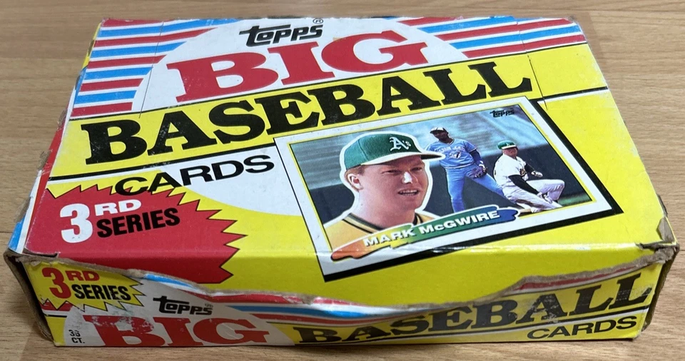 Paquete de cera de tarjeta Topps Big Baseball 1988 vacío 3ª serie Mark McGwire en la foto Foto 4 de 4