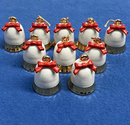 10er Set Miniatur Porzellan Weihnachtsglocke Ornamente