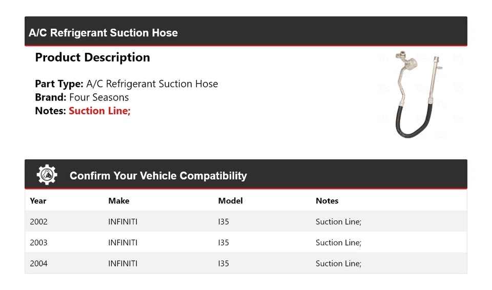 Mangueira de sucção refrigerante A/C INFINITI I35 2002-2004 4 estações 2003 - Imagem 2 de 4