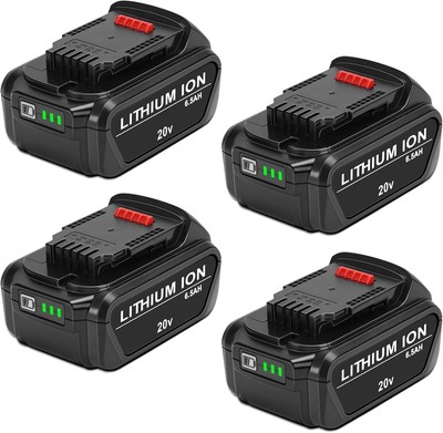 KUNLUN 4Pack 20V 6.5Ah Replacement Battery Dewalt 20V Max Battery Suitable Dewal