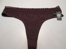 NWT Vince Camuto Womens Size M Panty Burgundy Thong Lace Logo Intimates Lingerie